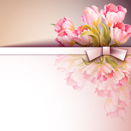 Spring pink flower card vector spring pink flower card   