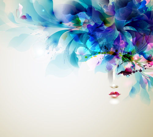 Beautiful women face with watercolor flower vector 02 women watercolor flower face beautiful   