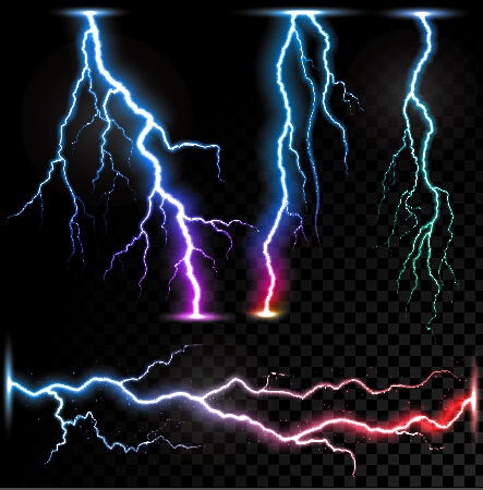 Realistic lightning illustration vector 03 realistic lightning illustration   