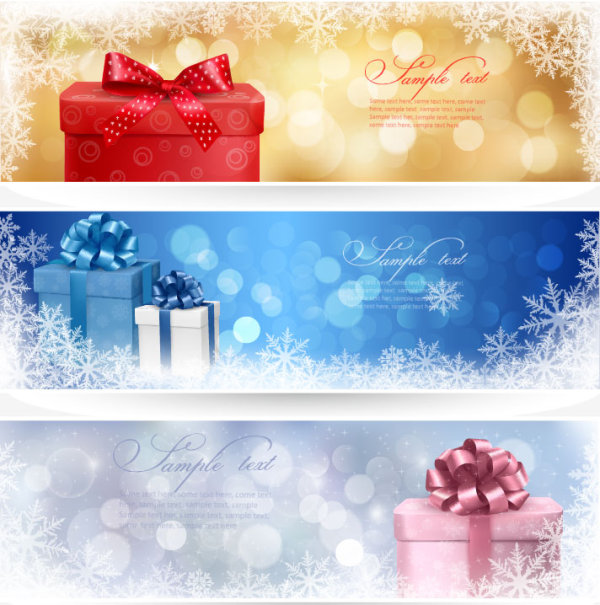 colorful Gift box and banner design vector 02 gift colorful box banner   