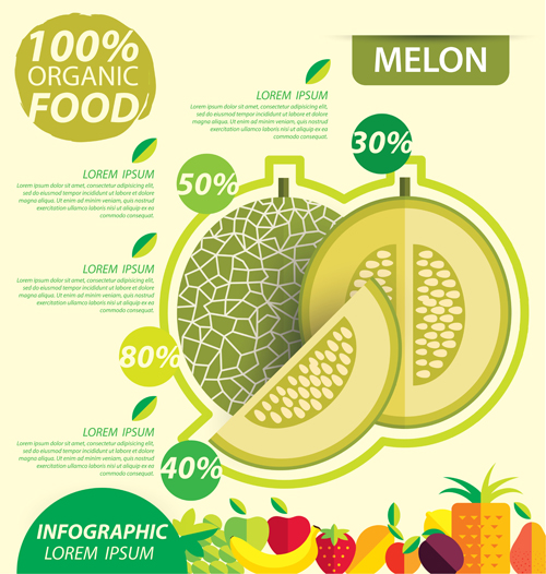 Flat fruits infographic vectors template 09 template infographic fruits flat   