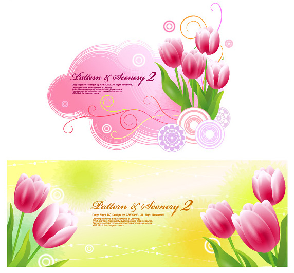 Tulip fantasy background vector pattern leaves flowers fantasy background pattern   