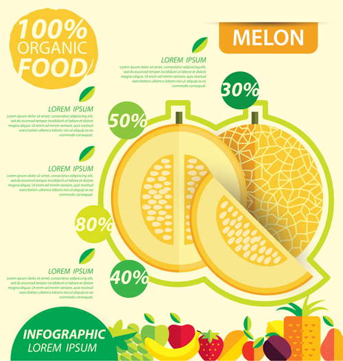 Flat fruits infographic vectors template 08 template infographic fruits flat   