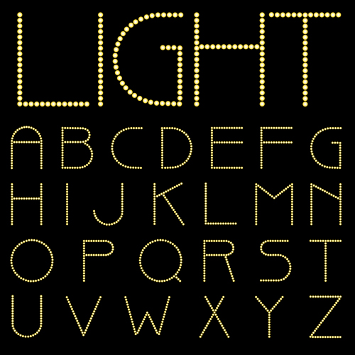 Yellow light dot alphabet vector 02 yellow light dot alphabet   