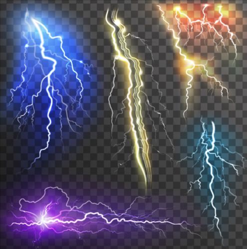 Realistic lightning illustration vector 02 realistic lightning illustration   