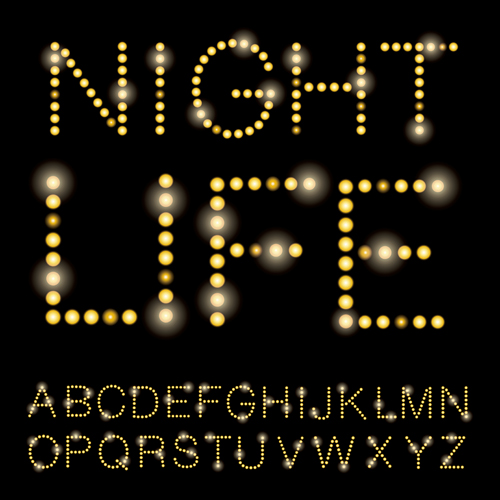 Yellow light dot alphabet vector 01 yellow light dot alphabet   