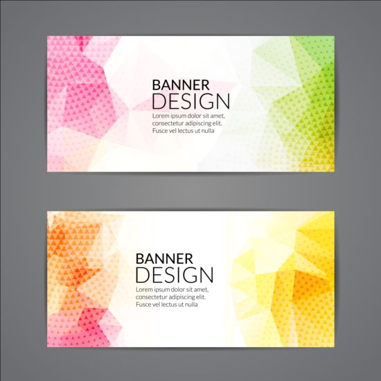 Geometric shapes with colored banners vectors 04 shapes geometric colored banners   