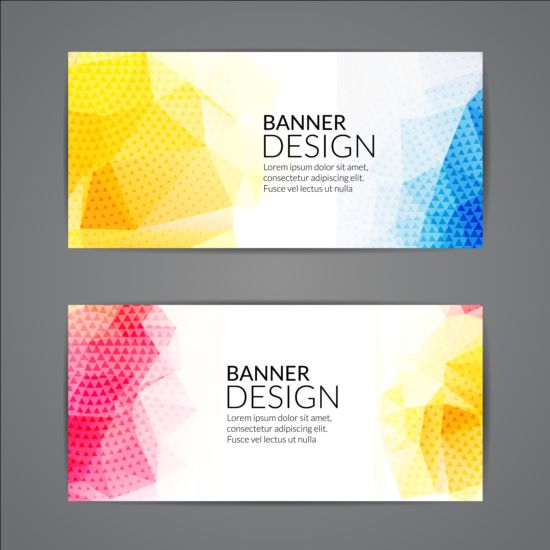 Geometric shapes with colored banners vectors 02 shapes geometric colored banners   