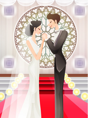 Sweet wedding set 82 vector sweet marriage red carpet vector South Korean material marriage life couples   