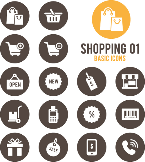 Shopping round icons vector design 01 shopping round icons design   