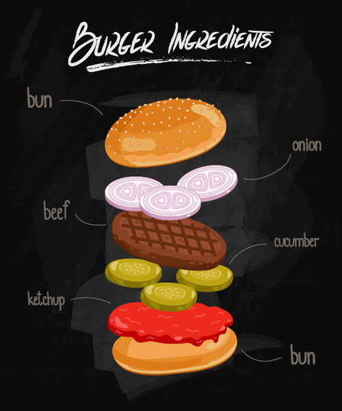 Burger Ingredients design vector 04 ingredients design burger   