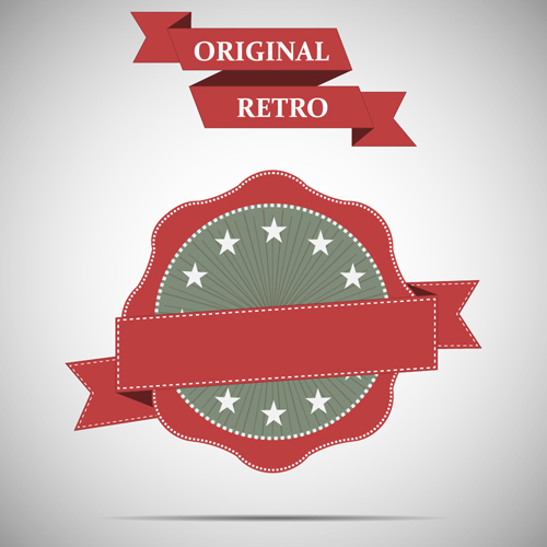 Original ribbon with retro labels vector 03 ribbon Retro font original labels   