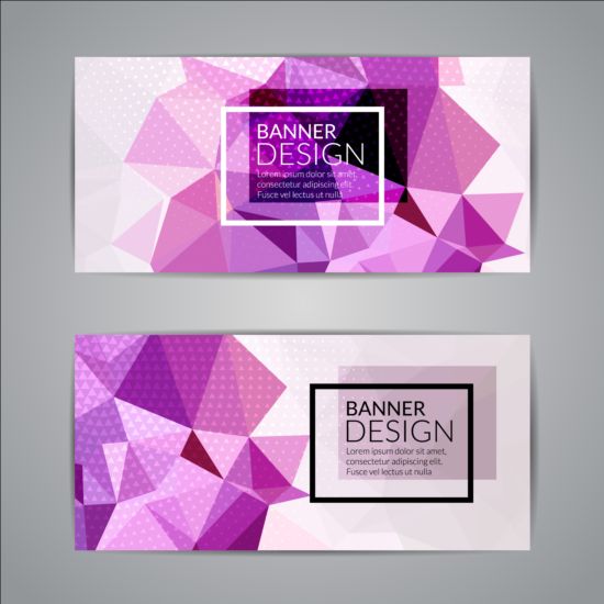Geometric shapes with colored banners vectors 09 shapes geometric colored banners   