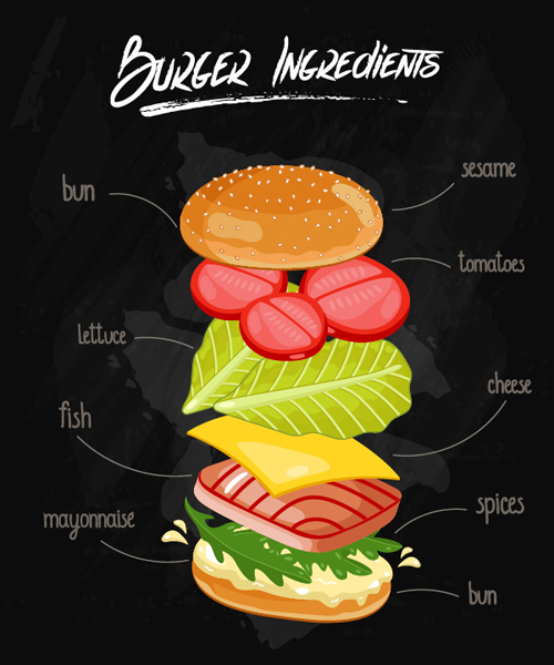Burger Ingredients design vector 02 ingredients design burger   