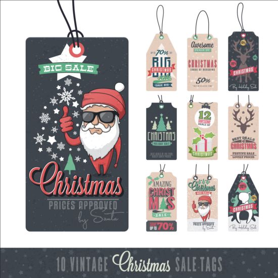 Christmas sale tags vintage vector vintage tags sale christmas   