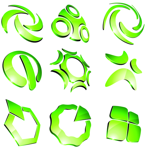 Green 3D logo design vector 03 logo green   