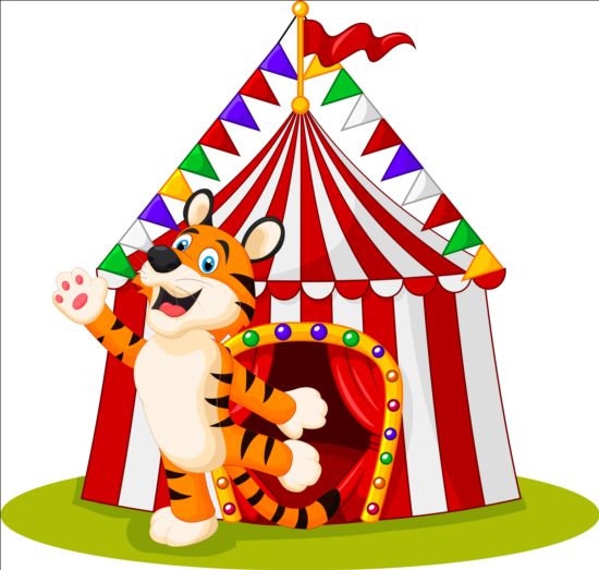 Circus with cute tiger vector tiger cute Circus   