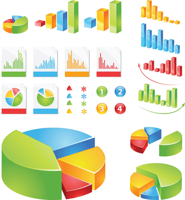 Data statistics color map vector three-dimensional model pictures of tables Color graphics charts   