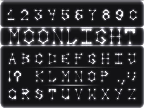 White neon alphabet with number vector white number neon alphabet   