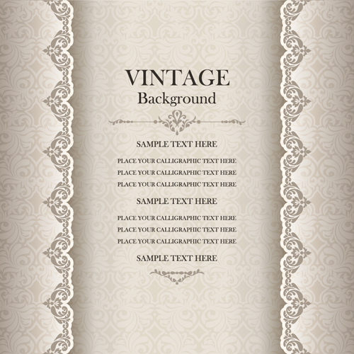 Vintage background with decor floral vector 09 vintage floral decor background   