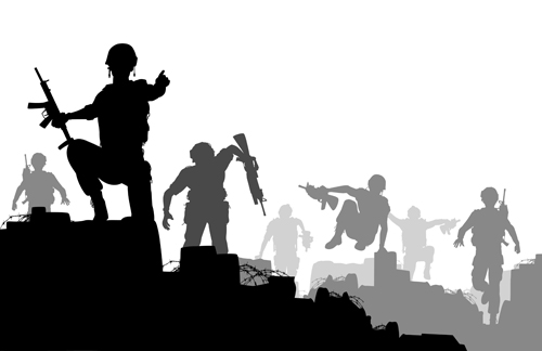 Combat troops vector silhouette troops silhouette combat   
