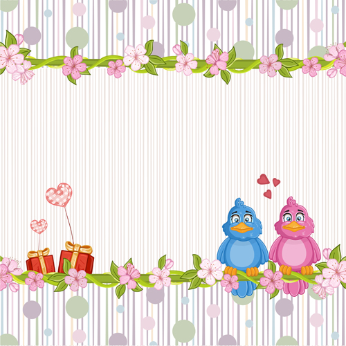 Cute birds with love card vector 06 love cute card birds   