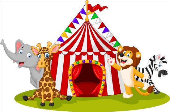 Circus with cute animal vector material cute Circus Animal   