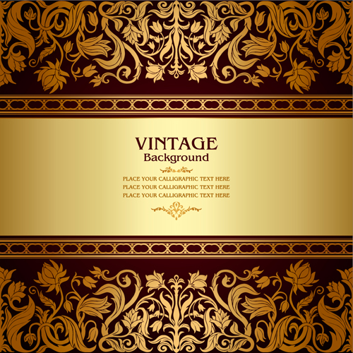 Vintage background with decor floral vector 08 vintage floral decor background   