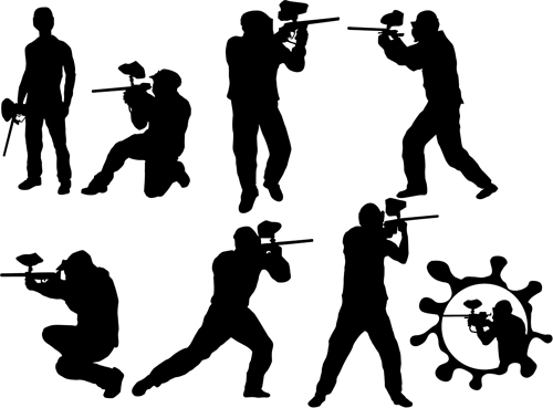 Paintball players silhouette vector silhouette players Paintball   