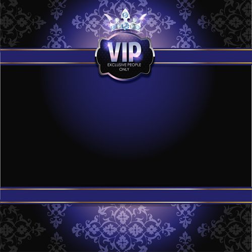 Diamond crown with dark blue VIP invitation card vector 05 vip invitation diamond dark crown card blue   