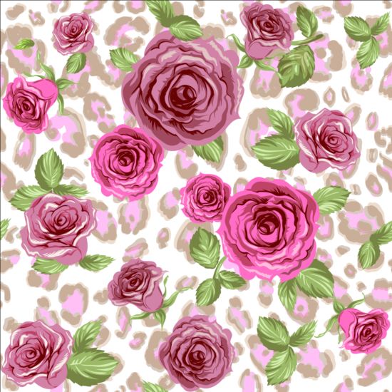 Animal skin and roses seamless pattern vector 03 skin seamless roses pattern Animal   