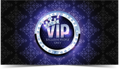 Diamond crown with dark blue VIP invitation card vector 04 vip invitation diamond dark crown card blue   