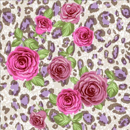 Animal skin and roses seamless pattern vector 02 skin seamless roses pattern Animal   