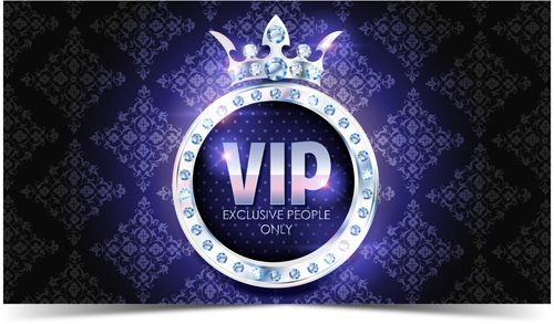 Diamond crown with dark blue VIP invitation card vector 03 vip invitation diamond dark crown card blue   