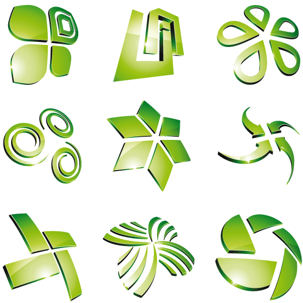 Green 3D logo design vector 05 logo green   