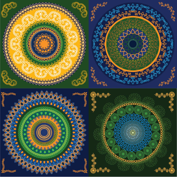 Set of circular floral pattern vector 02 pattern vector pattern floral pattern floral circular   
