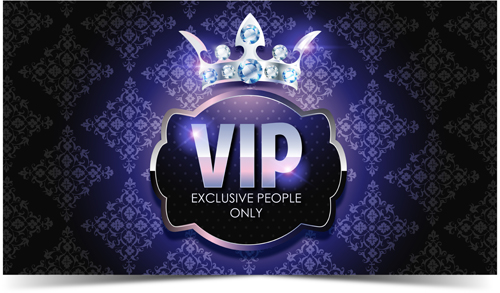 Diamond crown with dark blue VIP invitation card vector 02 vip invitation diamond dark crown card blue   