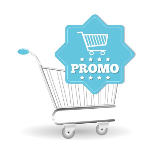 Shopping cart with promo design vector 07 shopping promo cart   