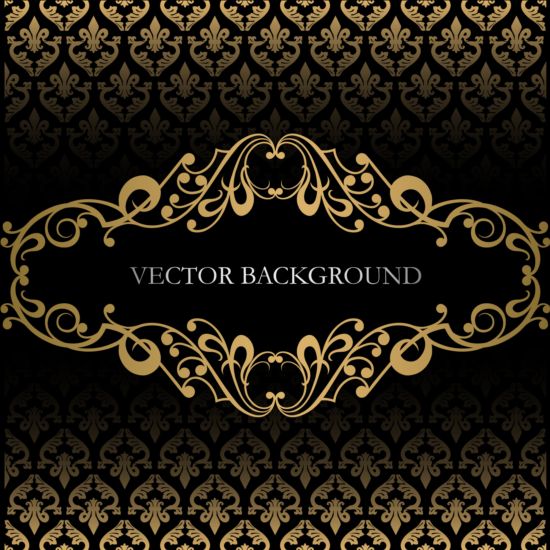Black with golden decor background vector 03 golden decor black background   
