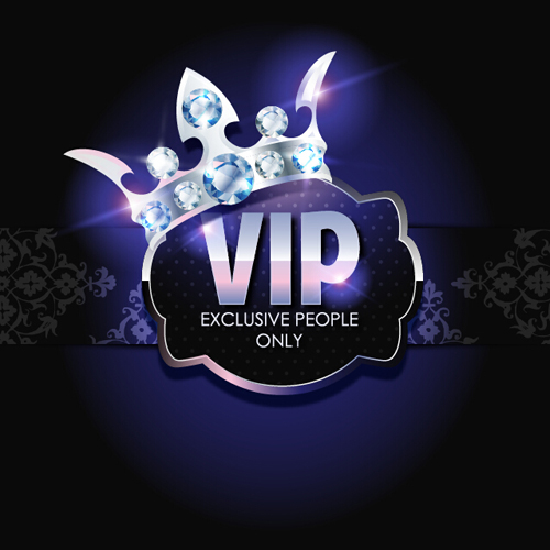 Diamond crown with dark blue VIP invitation card vector 01 vip invitation diamond dark crown card blue   