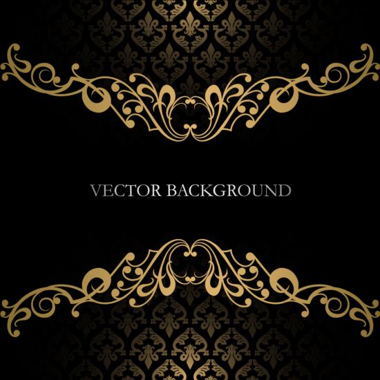 Black with golden decor background vector 02 golden decor black background   