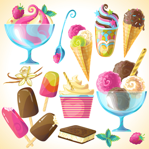 Ice cream elements background vector 02 ice elements cream background   