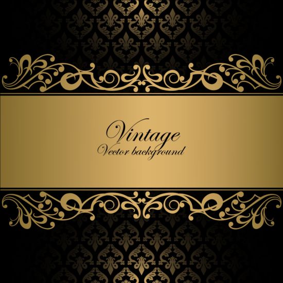 Black with golden decor background vector 01 golden decor black background   