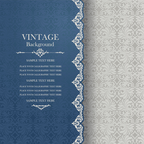 Vintage background with decor floral vector 01 vintage floral decor background   